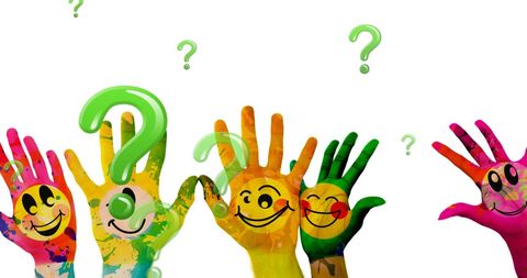 Colorful Hands with Emojis Raising Communicates Creativity - Download Free Stock Images Pikwizard.com