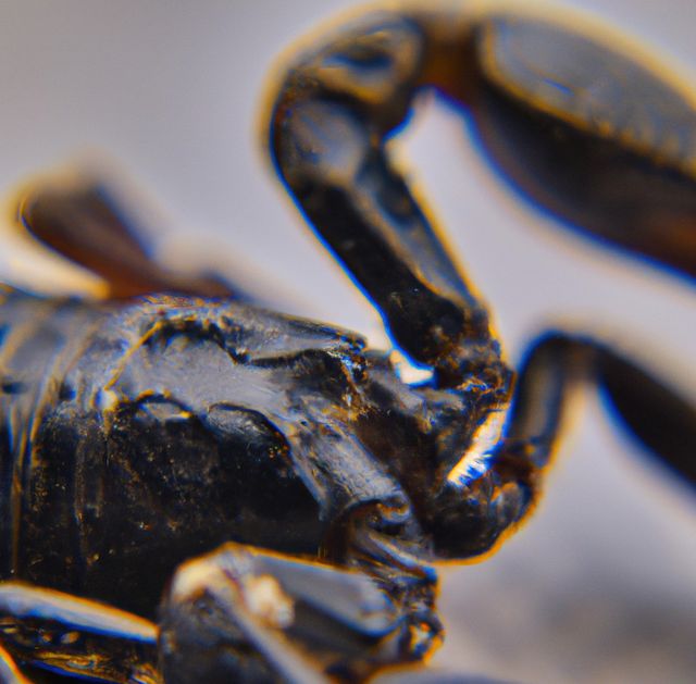 Image of close up of black scorpion on grey background - Download Free Stock Photos Pikwizard.com