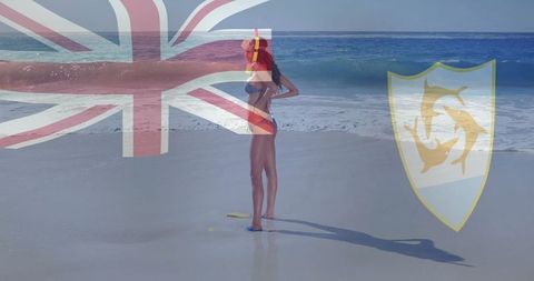 Snorkeler Ready for Adventure on Pristine Sandy Beach