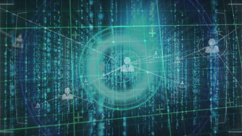 Digital Network Connections with Data and User Icons