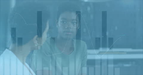 Financial Data Animation with Business Professionals in Office