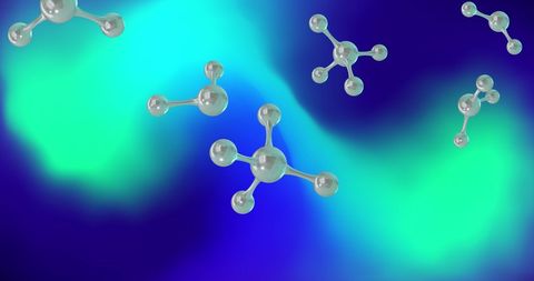 Futuristic Molecular Structures in Vibrant Digital Landscape