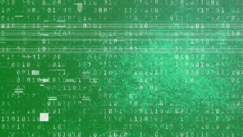 Digital Binary Data Flow on Green Background