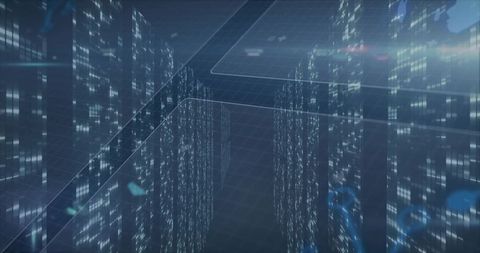 Digital Cyberspace with Floating Data Nodes in Futuristic Virtual Grid