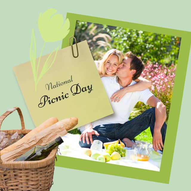 Happy Couple Celebrating National Picnic Day in Park - Download Free Stock Templates Pikwizard.com