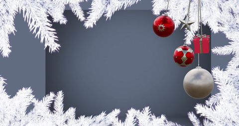 Festive Christmas Decoration with Baubles and Gift Box