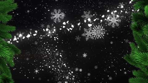 Festive Winter Background with Snowflakes and Fir Trees