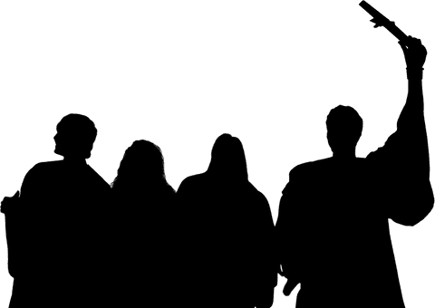 Graduation students celebrating with diplomas on transparent background