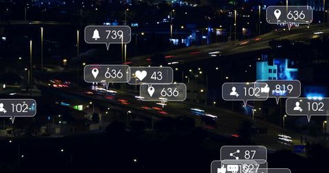 Digital Social Media Interactions Over Busy Highway - Download Free Stock Images Pikwizard.com