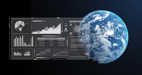 Digital Interface Concept with Earth and Data Graphics - Download Free Stock Images Pikwizard.com