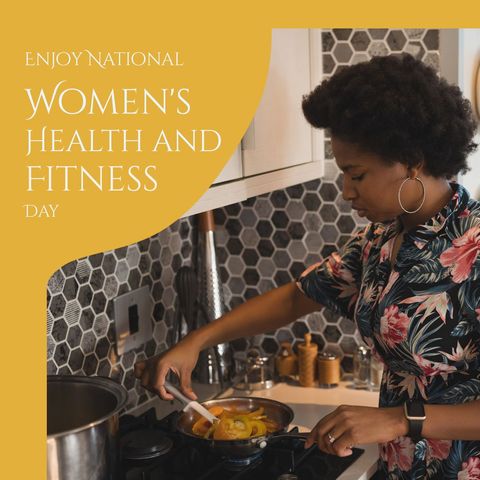 African American Woman Cooking for Women's Health and Fitness Day
