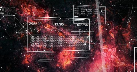 Holographic data interface over nebula streaming live network readouts and linking nodes