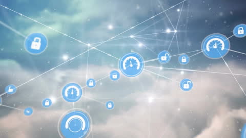Digital Cloud Infographic with Security and Speed Icons