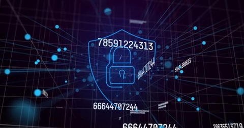 Digital Shield and Padlock Representing Data Security with Dynamic Numbers - Download Free Stock Images Pikwizard.com