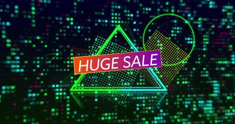 Huge Sale Announcement with Geometric Digital Background