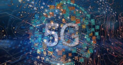 Digital Interface with 5G Networks and Technology Icons