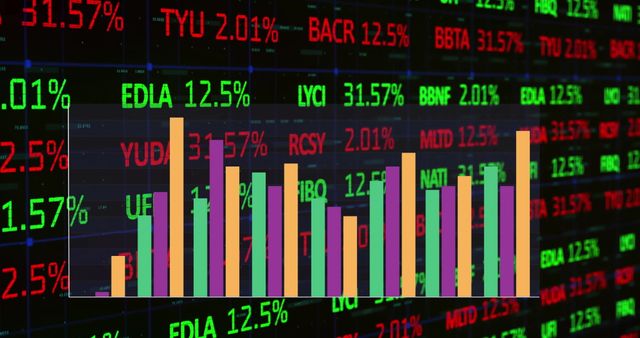 Colorful Graph Overlay on Financial Stock Market Data - Download Free Stock Images Pikwizard.com