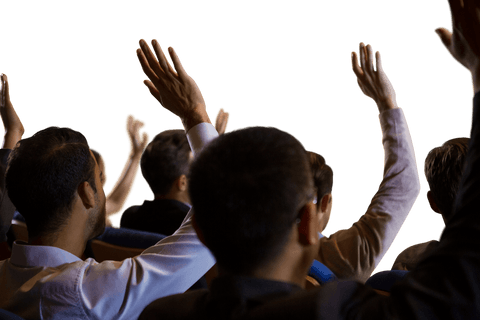 transparent audience with raised hands at business conference - Download Free Stock Videos Pikwizard.com