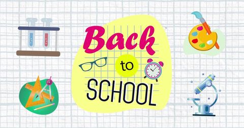 Colorful Back to School Design with Educational Tools Icons