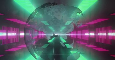 Digital World with Globally Networked Neon Lights