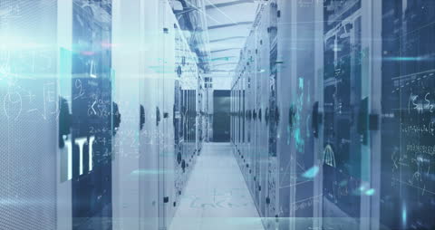 Data Processing Animation in Modern Server Room