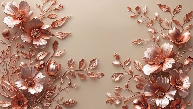 Luxurious Rose Gold Floral Complete with Ornamental Elegance