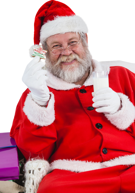 Transparent Santa Claus Holding Milk and Star Shape Cookie - Download Free Stock Videos Pikwizard.com