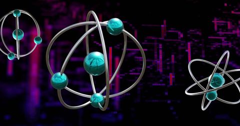 Dynamic 3D Atoms with Technological Background - Download Free Stock Images Pikwizard.com