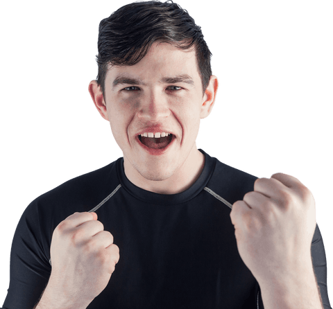 Transparent Background of Happy Rugby Player Celebrating Victory