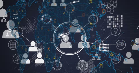 Global Digital Network and Data Connections with Interactive Elements
