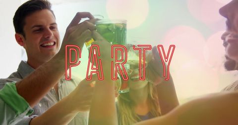 Cheers Celebrating Friends with Cocktails Party Vibe