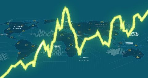 Glowing Graph and Digital Connections on Global Map - Download Free Stock Images Pikwizard.com