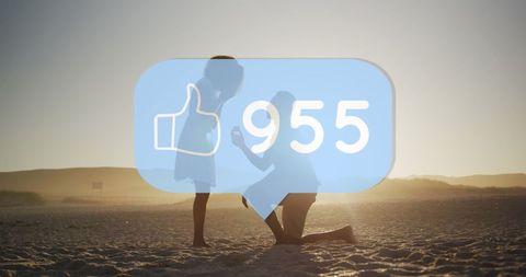 Beach Proposal with Social Media Like Icon Overlay - Download Free Stock Images Pikwizard.com