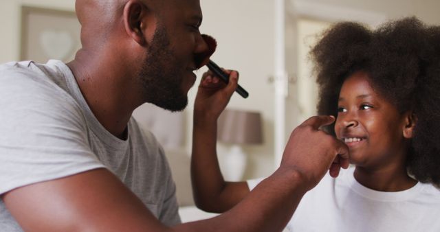 Father and Daughter Bonding at Home, Applying Makeup - Download Free Stock Images Pikwizard.com