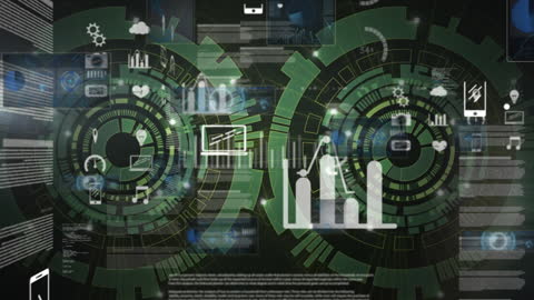 Futuristic Data Processing Visual Overlay with World Map