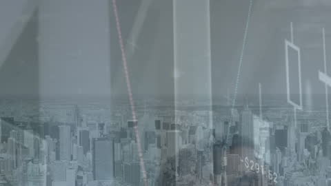 Businessman Analyzing Data with Urban Cityscape Background