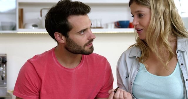 Couple speaking together at home - Download Free Stock Photos Pikwizard.com
