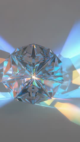 Throwing Faceted Crystal Prism Casting Rainbow Light Bands on Gray Wall Vertical Video