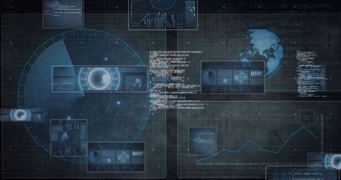 futuristic digital interface showing data analysis projections - Download Free Stock Images Pikwizard.com