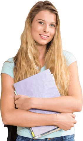 smiling caucasian woman holding notebooks on transparent background - Download Free Stock Videos Pikwizard.com
