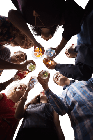 caucasian friends toasting in celebratory transparent design - Download Free Stock Videos Pikwizard.com
