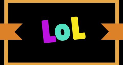 Colorful LOL Typography on Black Background with Orange Border - Download Free Stock Images Pikwizard.com
