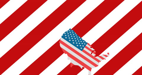 Map of USA with Flag on Red and White Stripes