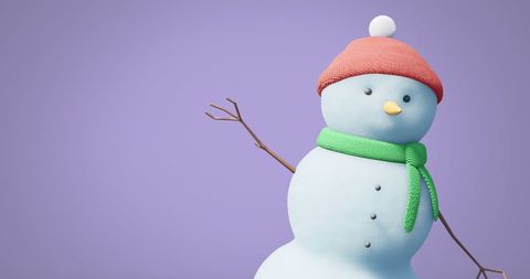 Festive Snowman in Knitted Hat with Purple Background - Download Free Stock Images Pikwizard.com