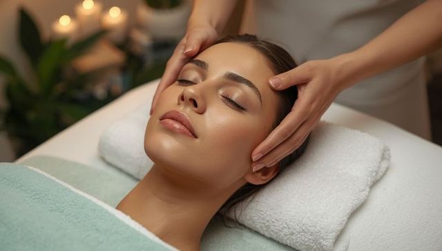 Serene Head Massage in Candlelit Spa