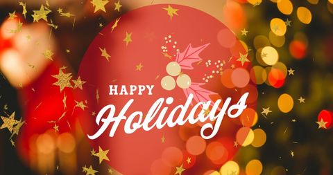 Festive Happy Holidays Greeting with Falling Stars