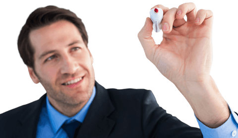 transparent sticker of smiling businessman writing with red marker - Download Free Stock Videos Pikwizard.com
