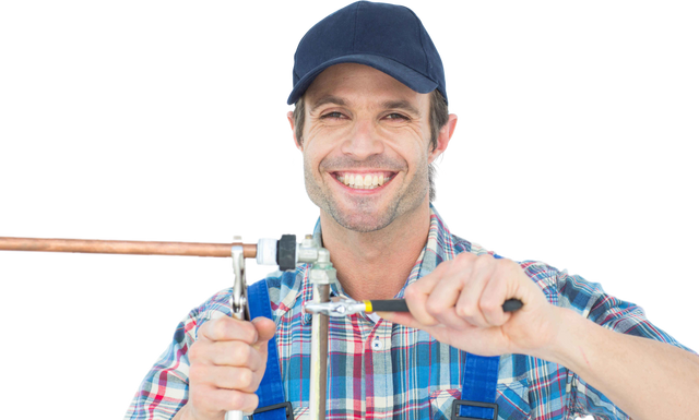 Smiling Plumber Fixing Pipe with Transparent Background - Download Free Stock Videos Pikwizard.com