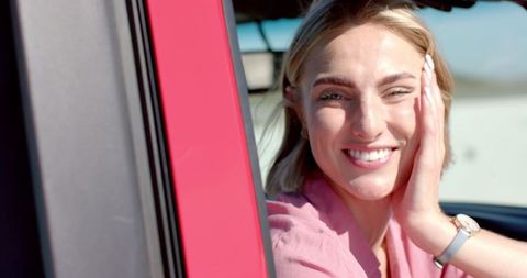 Joyful Young Woman Enjoying Road Trip Adventure during Travel - Download Free Stock Images Pikwizard.com