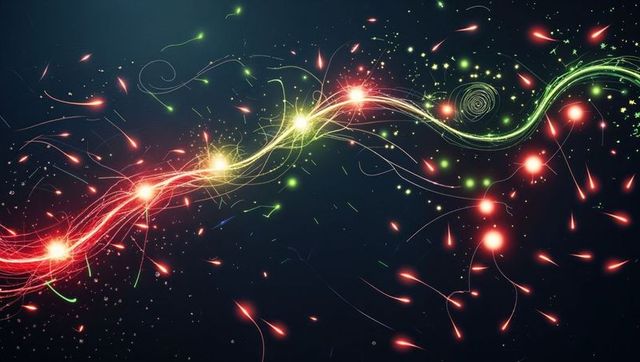 Vibrant neon ribbons and glowing orbs on digital canvas